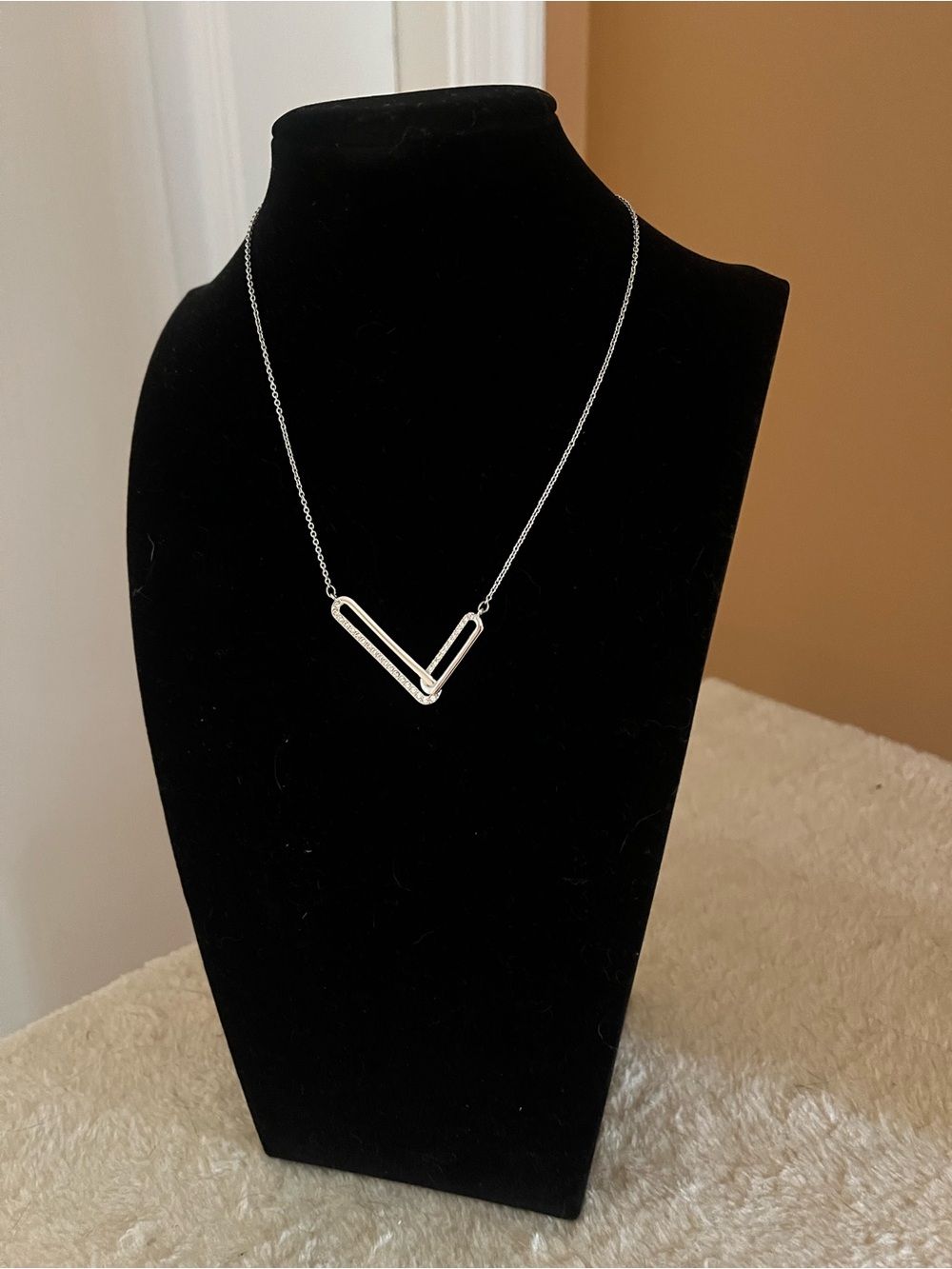Touchstone by Swarovski Silver Paperclip Minimalist Necklace - Women Jewelry
